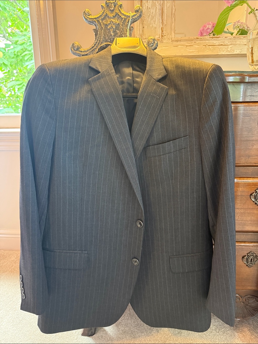Brooks Brothers Charcoal Gray Pinstripe Two-Button Suit (jacket and pants)